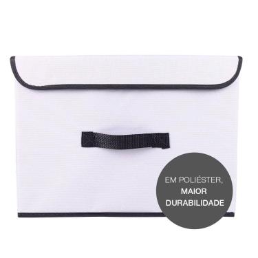 Imagem de Caixa Organizadora Tecido C/ Tampa Vizapi Un Exclusive P 30x23x17Cm Branco Cinza
