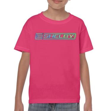 Imagem de Camiseta juvenil com logotipo Shelby Holo American Mustang Muscle Car GT GT350 GT500 Cobra Performance Powered by Ford Kids, Rosa choque, G