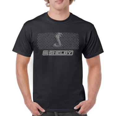 Imagem de Camiseta masculina Shelby logotipo Honeycomb Grille Mustang Cobra GT Muscle Car GT500 GT350 Performance Powered by Ford, Preto, 4G