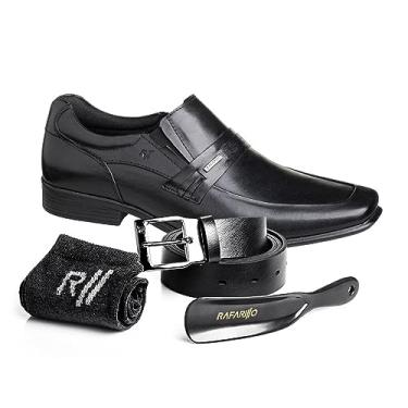 Imagem de KIT SAPATO SOCIAL MASCULINO RAFARILLO 45030 EM COURIO COM CINTO, MEIA E CALÇADEIRA Cor:Preto;Tamanho:38