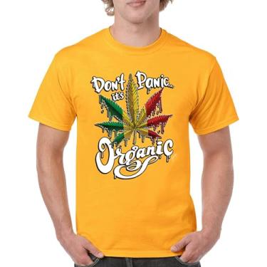 Imagem de Camiseta masculina Don't Panic It's Organic 420 Weed Pot Leaf Smoking Marijuana Legalize Cannabis Stoner Pothead, Amarelo, P