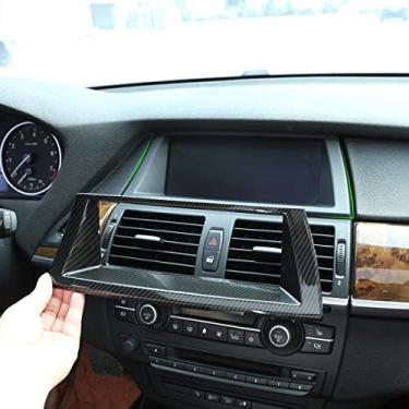 Imagem de CHEYA Acessórios de acabamento de moldura de navegação para console central de carro de plástico ABS para BMW X5 E70 X6 E71 2008-2013 (estilo fibra de carbono)