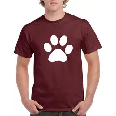 Imagem de BAFlo Camiseta unissex com estampa de pegada de urso fofa com manga curta, Vinho tinto, M