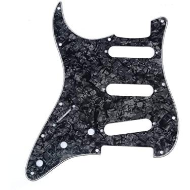 Imagem de Destro 11 furos Strat Pickguard SSS placa de arranhão para Fender USA/Mexican Standard Stratocaster estilo moderno, 4 camadas preto pérola