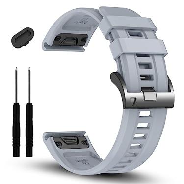 Imagem de EZMVZKU Pulseira de silicone de ajuste rápido de 22 mm compatível com Garmin Fenix 8/8Pro 47 mm/Fenix 7/7 Pro/6/6 Pro/5 Plus, pulseira de relógio para Forerunner 970 965 955/Approach S70/Tactix 8