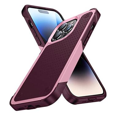 Imagem de Capa híbrida robusta de armadura para iPhone 15 13 12 11 14 Pro Max XR XS X 8 7 Plus SE 2022 Estrutura de plástico rígido TPU capa traseira, rosa, vermelho escuro, para iPhone 15