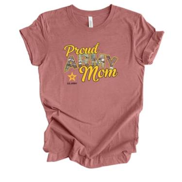 Imagem de Trenz Shirt Company Camiseta feminina de manga curta Proud Army Mom United States Army, Malva mesclada, XXG