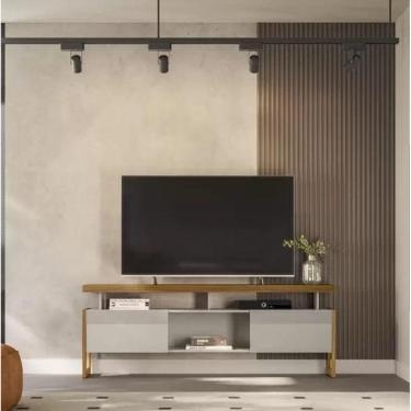 Imagem de Rack 1,80 Linea Esmeralda Nature / Off White  Tv até 70´´