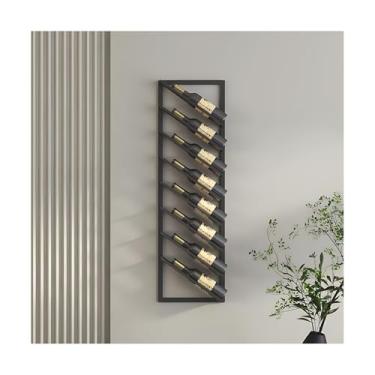 Imagem de Prateleira Moderna Para Exposição De Garrafas De Bebidas, Suporte Estreito Para Vinho Montado Na Parede Com Acessório, Suporte Quadrado Para Vinho Para Despensa(Black)