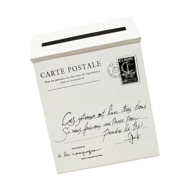 Imagem de IEUDNS Caixa de correio montada na parede, suporte de jornal, caixa de sugestão, moderna, suspensão de parede, caixa de correio para decoração de portão de, branco