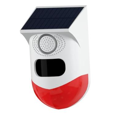 Imagem de UGPLM Alarme de movimento ao ar livre movido a energia solar alarme estroboscópico à prova d' água alarme de movimento infravermelho solar para portão ao ar