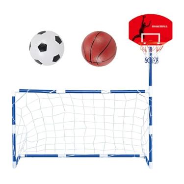Imagem de Amagogo Cesta de Basquete com Rede de Gol de Futebol, Brinquedo Esportivo para Crianças, Suporte de Basquete para Prática de Futebol, Parque Ao Ar Livre E Jar