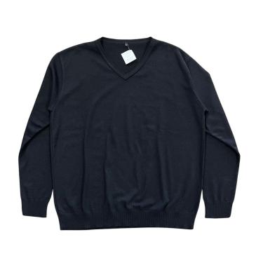 Imagem de Blusa Casaco Tricot Masculina Básica Preta Terracota Gola V Tamanho G