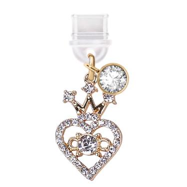 Imagem de ELISE & FONDA TP386 Tipo-C porta de carregamento USB antipoeira plugue cristal amor coração com coroa pingente de telefone celular para iPhone 15/Samsung/OnePlus/Xiaomi/oppo telefones Android (ouro),