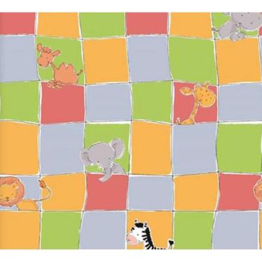 Imagem de Papel de Parede Safari Friends Listrado Colorido SF6219