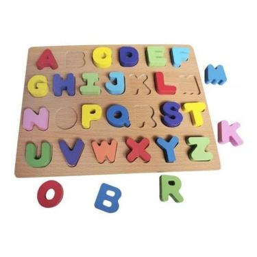 Imagem de Encaixe Divertido Letras Maiúsculas Em Madeira