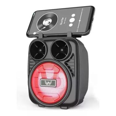 Imagem de Caixa De Som Bluetooth Recarregavel Led Com Suporte para Celular - alt