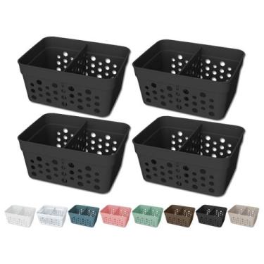 Imagem de Kit 4 Cesto Organizador Trama Rattan c/ Divisória Removível - Usual Ut