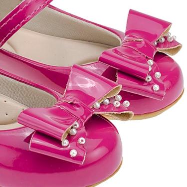 Imagem de Genérico, Sapatilha Menina Infantil Laço Pérola Princesa Verniz Verão Cor:Rosa pink;Tamanho:27