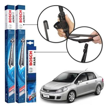 Imagem de Kit 3 Palhetas Dianteiras + Traseira Original Bosch Nissan Tiida Sedan