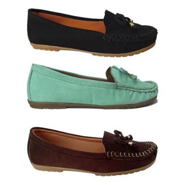 Imagem de KIT 3 Pares Sapatilha Mocassim Aloba Costurado à Mão Moda Pé 2, Preto,