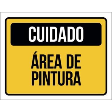 Imagem de Kit 3 Placas Cuidado Área De Pintura 36X46 - Sinalizo