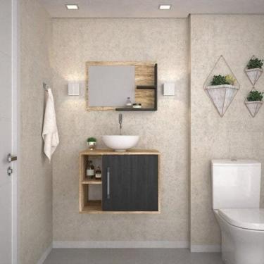 Imagem de Conjunto para Banheiro Gabinete com Cuba Redonda R30 e Espelheira Laur