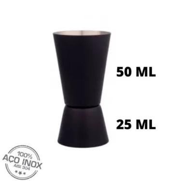 Imagem de Dosador Black Bebida Drink Duplo Inox Medidor Duplo Coquetel 25/50 - M