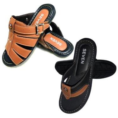 Imagem de Kit chinelo e sandália franciscana com solado de borracha anti-derrapa