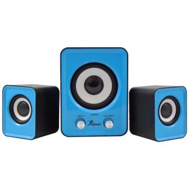 Imagem de Caixa de Som Bluetooth subwoofer 2.1 6W Kp-7023 Azul - Knup