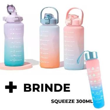 Imagem de Garrafa Água Squeeze 2 Litro Galão Academia Fitness e squeeze 300ml - 