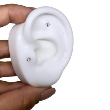 Imagem de Piercing Labret Ponto de Luz para Orelha com Pedras Zircônias - Rara S