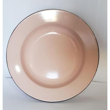Imagem de 01 Prato Esmaltado Original Ágata 22cm Cor Rosa Bebê Postagem Rápida -