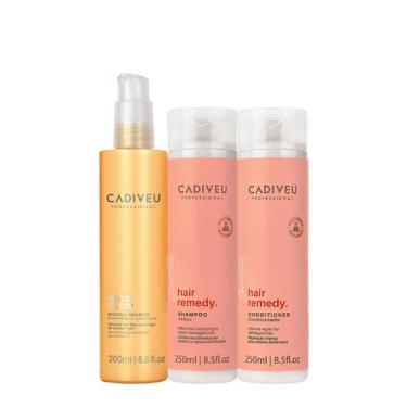 Imagem de Kit Cadiveu Essentials Hair Remedy Shampoo Condicionador e Nutri Glow 