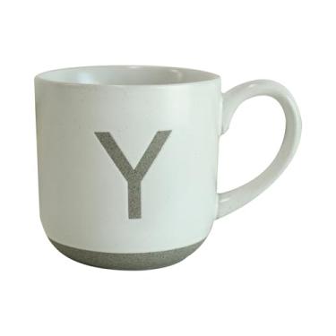 Imagem de COLLECTIVE HOME - Caneca de cerâmica, design de letra maiúscula, textura de arenito fosco, minimalista e elegante, 425 g, perfeita para presentes personalizados (Y)