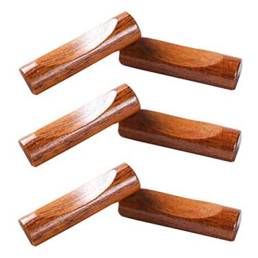 Imagem de 6 peças de descanso de pauzinhos de madeira natural descanso de colher de jantar garfo suporte de faca suporte de pauzinho de madeira para decoração de mesa de jantar, cilíndrico