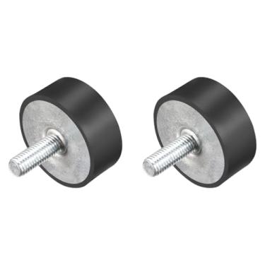 Imagem de uxcell Suportes de borracha de rosca M10, isoladores de vibração, amortecedor cilíndrico com parafusos 50 x 20 mm, 2 peças