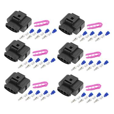 Imagem de uxcell Conjunto de 6 4 pinos No.1J0973724 bobina de ignição conector adaptador adaptador clipe kit de substituição para VW para Audi para assento para Skoda