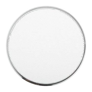 Imagem de ACROPIX Capa universal de grade de alto-falante de carro de 10 cm redonda de malha para alto-falante de áudio de 10 cm capa protetora de subwoofer chapeamento de ferro prateado branco - pacote com 1
