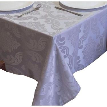 Imagem de Toalha de Mesa Quadrada Jacquard Adamascado 2,50m X 2,50m Sala Jantar 