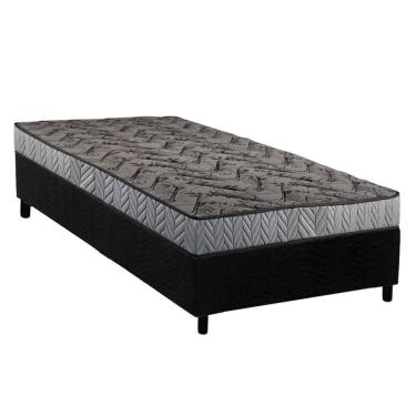 Imagem de Conjunto Box Solteiro: Colchão Espuma Paropas Compact AG 65 / D23 Royalle Rústico Prata + Base CRC Suede Black (88x188)