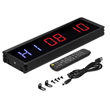 Imagem de LED Interval Timer Ginásio Workout Count Down Up Relógio Cronômetro Fitness Exercício Liga de Alumínio PVC High Gloss Glass Controle Remoto Temporizador Treinamento Resto Home