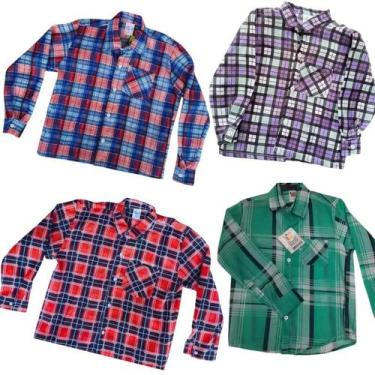 Imagem de Camisa Festa Junina Infantil Xadrez Menino Blusa Manga Longa Sortida M