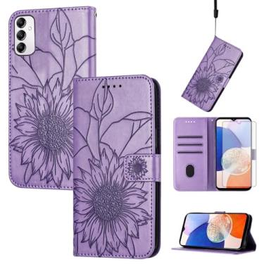 Imagem de Asuwish Capa de telefone para Samsung Galaxy A14/M14 5G com protetor de tela de vidro temperado e estampa floral, carteira com suporte para cartão de crédito, acessórios de celular A 14 4G 14 A 14 M