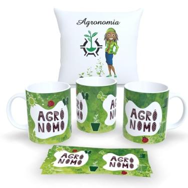 Imagem de Kit Com Almofada 30x30cm e Caneca de Porcelana Coleção Profissões (Agronomia 2)