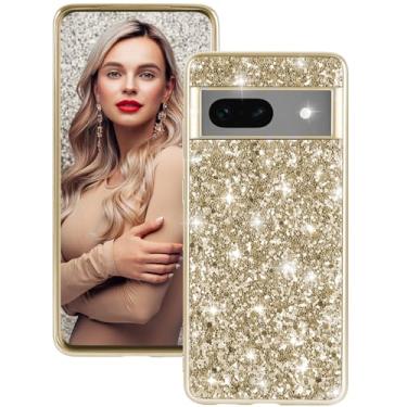 Imagem de Capa de silicone para Google Pixel 8A 5G Capa Glitter Sparkle Bling, capa traseira híbrida fosca de alto impacto resistente à prova de choque capa protetora para Google 8A capa fofa para mulheres 15.5
