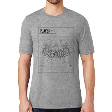 Imagem de Camiseta Player 1 Controle Joystick - Foca na Moda, Cinza, G