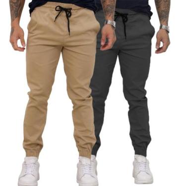 Imagem de Kit 02 Calças Jogger Sarja Masculina Com Punho Elástico - TBasics, GG