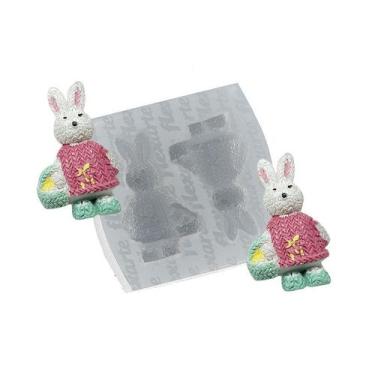 Imagem de Molde de Silicone Coelhinhas c/ Cesto de Ovos Ref. 396 Flexarte