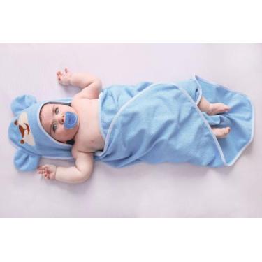 Imagem de Toalha Felpuda Infantil com Capuz Bordada de Bichinho 70x70cm Menina e